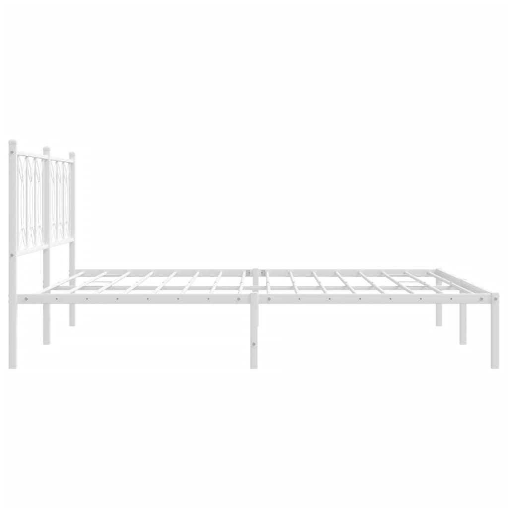 vidaXL Metal Bed Frame without Mattress with Headboard White 180x200cm