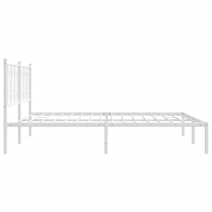 vidaXL Metal Bed Frame without Mattress with Headboard White 180x200cm