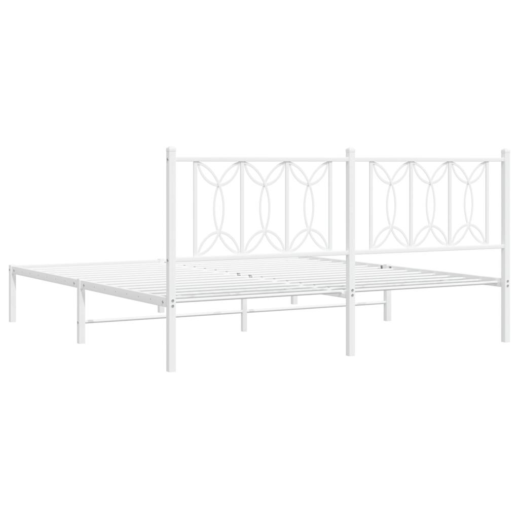 vidaXL Metal Bed Frame without Mattress with Headboard White 180x200cm