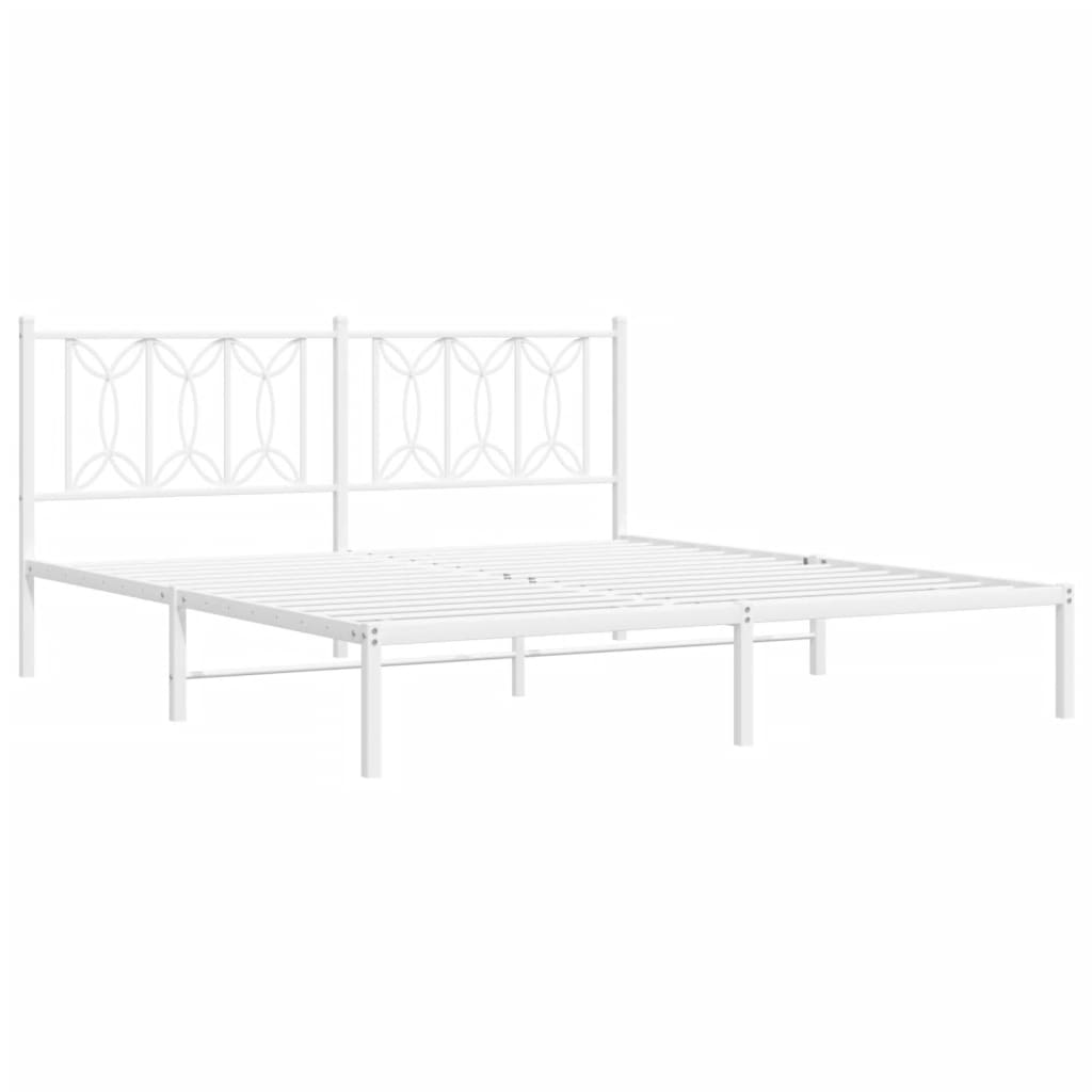 vidaXL Metal Bed Frame without Mattress with Headboard White 183x213cm
