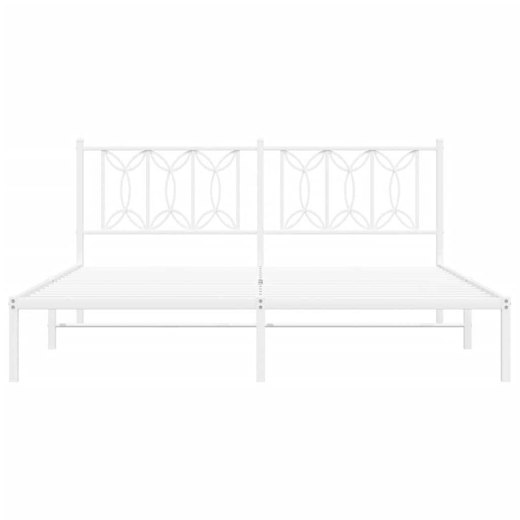 vidaXL Metal Bed Frame without Mattress with Headboard White 183x213cm