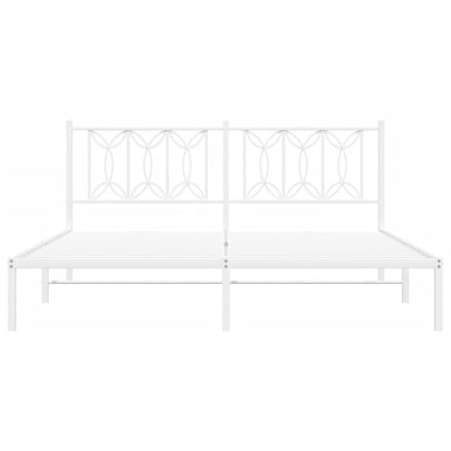vidaXL Metal Bed Frame without Mattress with Headboard White 183x213cm