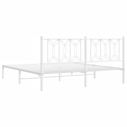 vidaXL Metal Bed Frame without Mattress with Headboard White 183x213cm