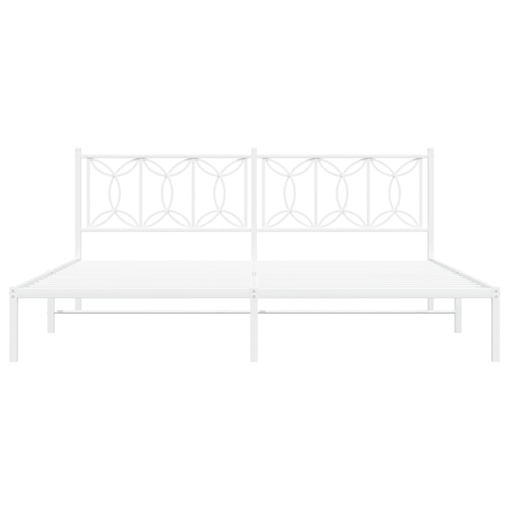 vidaXL Metal Bed Frame without Mattress with Headboard White 193x203cm