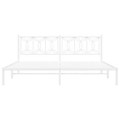 vidaXL Metal Bed Frame without Mattress with Headboard White 193x203cm