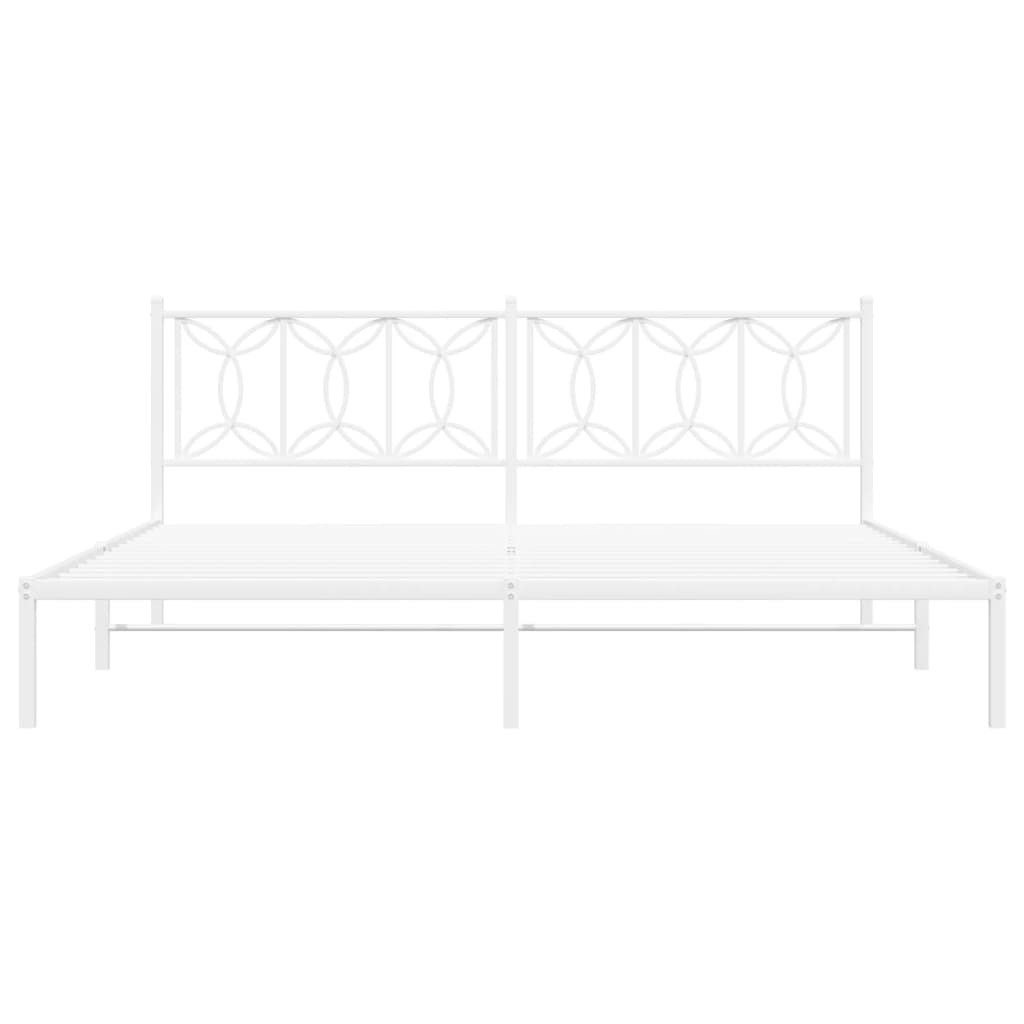 vidaXL Metal Bed Frame without Mattress with Headboard White 200x200cm