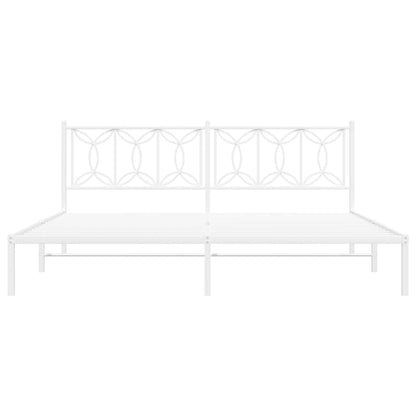 vidaXL Metal Bed Frame without Mattress with Headboard White 200x200cm