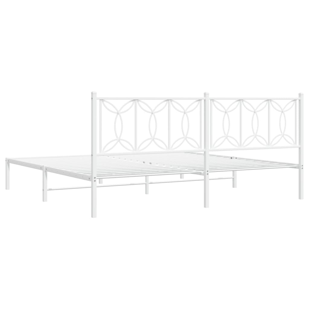 vidaXL Metal Bed Frame without Mattress with Headboard White 200x200cm