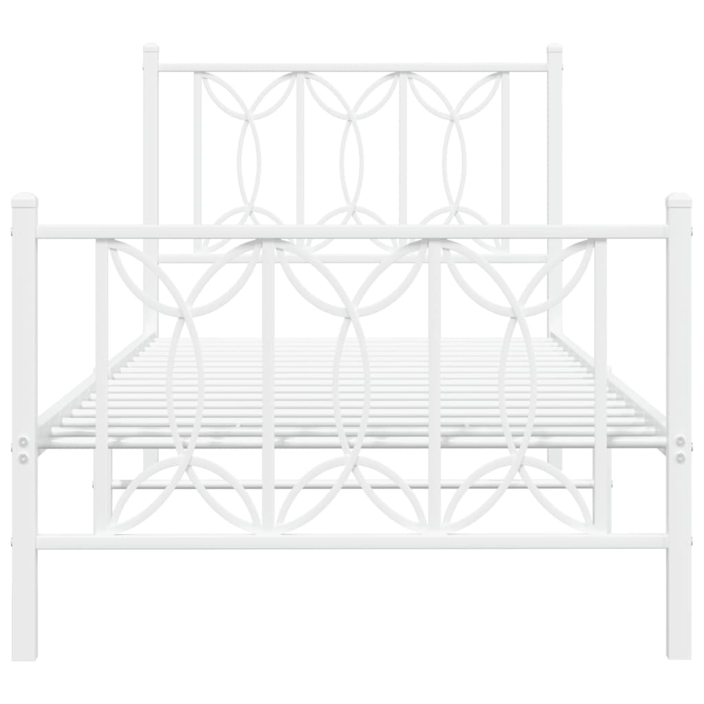 vidaXL Metal Bed Frame without Mattress with Footboard White 75x190cm
