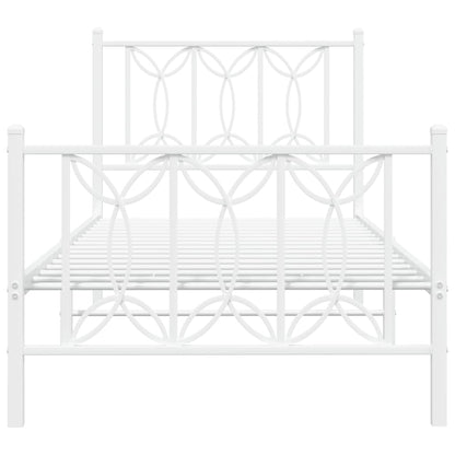 vidaXL Metal Bed Frame without Mattress with Footboard White 75x190cm