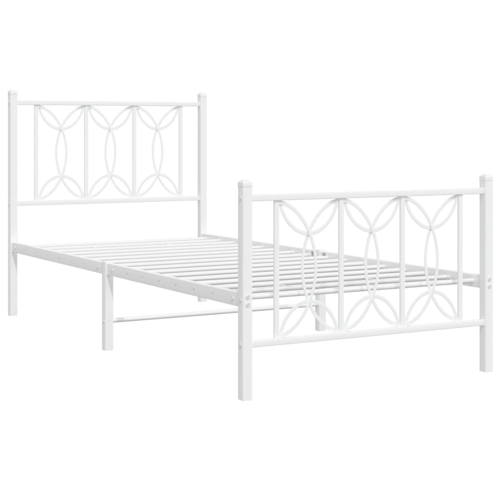 vidaXL Metal Bed Frame without Mattress with Footboard White 80x200cm