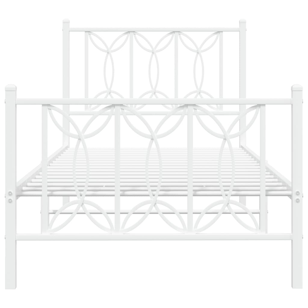 vidaXL Metal Bed Frame without Mattress with Footboard White 80x200cm