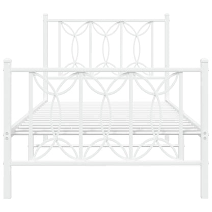 vidaXL Metal Bed Frame without Mattress with Footboard White 80x200cm