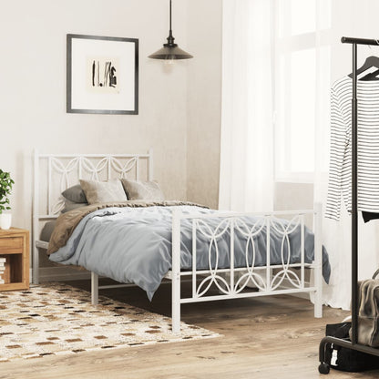 vidaXL Metal Bed Frame without Mattress with Footboard White 80x200cm