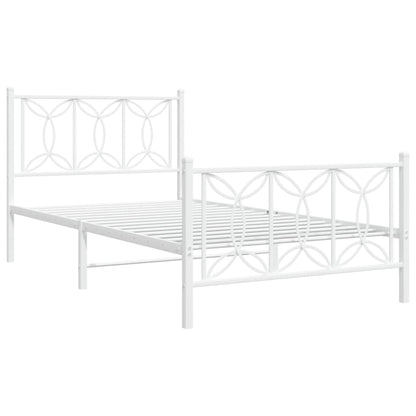vidaXL Metal Bed Frame without Mattress with Footboard White 100x200cm