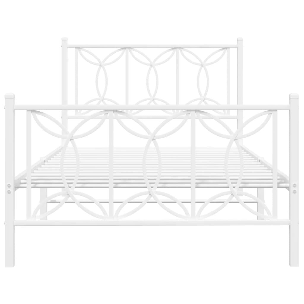 vidaXL Metal Bed Frame without Mattress with Footboard White 100x200cm