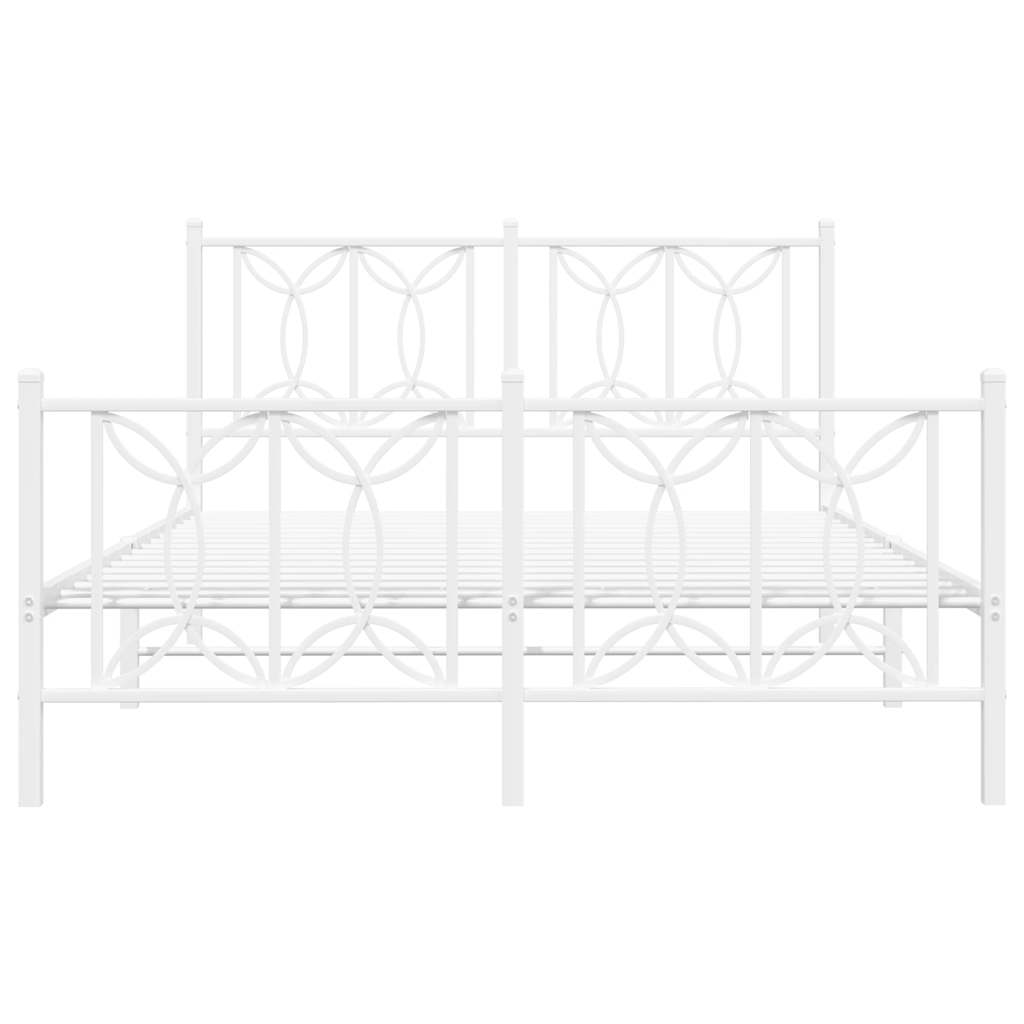 vidaXL Metal Bed Frame without Mattress with Footboard White 135x190cm