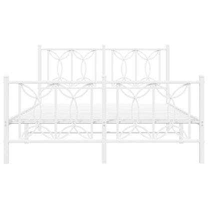 vidaXL Metal Bed Frame without Mattress with Footboard White 135x190cm