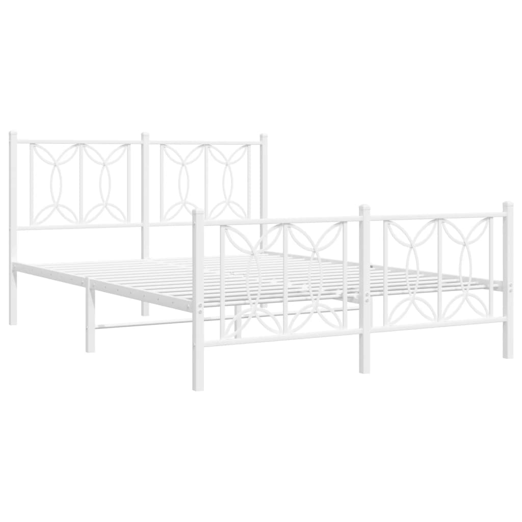 vidaXL Metal Bed Frame without Mattress with Footboard White 140x200cm