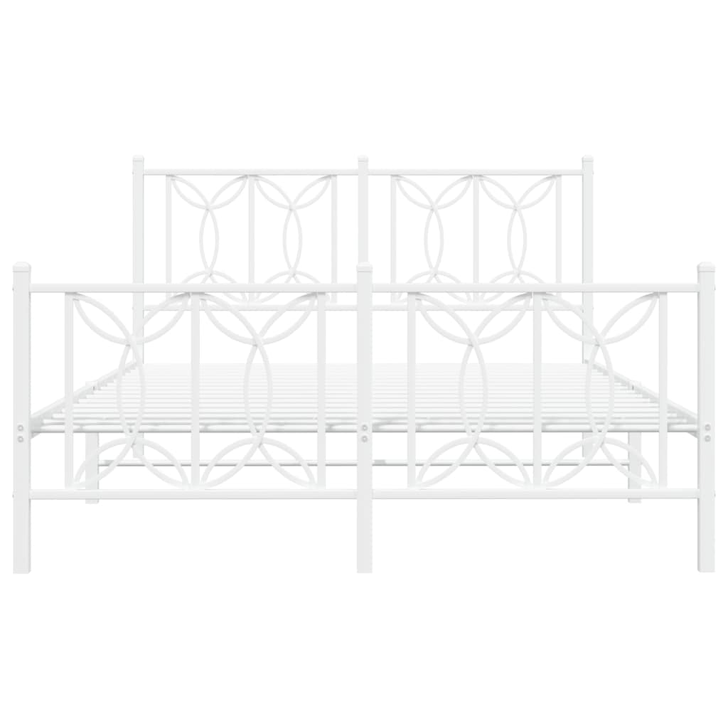 vidaXL Metal Bed Frame without Mattress with Footboard White 140x200cm