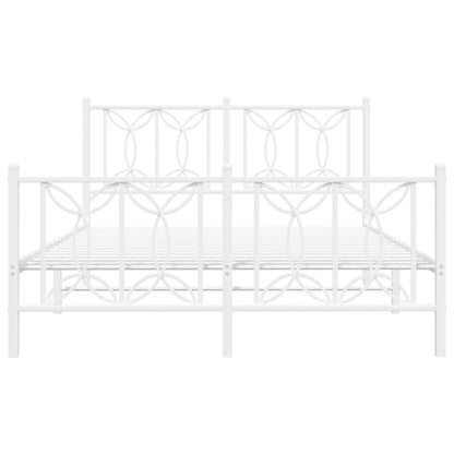 vidaXL Metal Bed Frame without Mattress with Footboard White 140x200cm