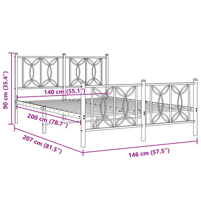 vidaXL Metal Bed Frame without Mattress with Footboard White 140x200cm