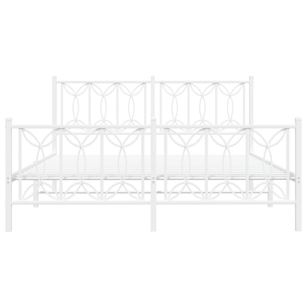 vidaXL Metal Bed Frame without Mattress with Footboard White 150x200cm