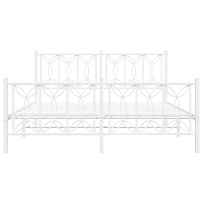 vidaXL Metal Bed Frame without Mattress with Footboard White 150x200cm