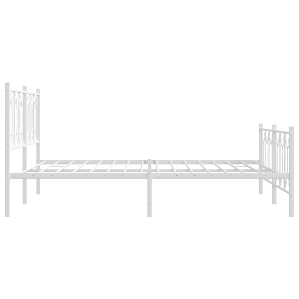 vidaXL Metal Bed Frame without Mattress with Footboard White 150x200cm