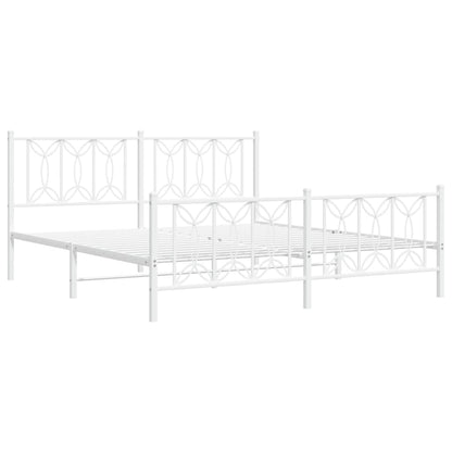 vidaXL Metal Bed Frame without Mattress with Footboard White 183x213cm