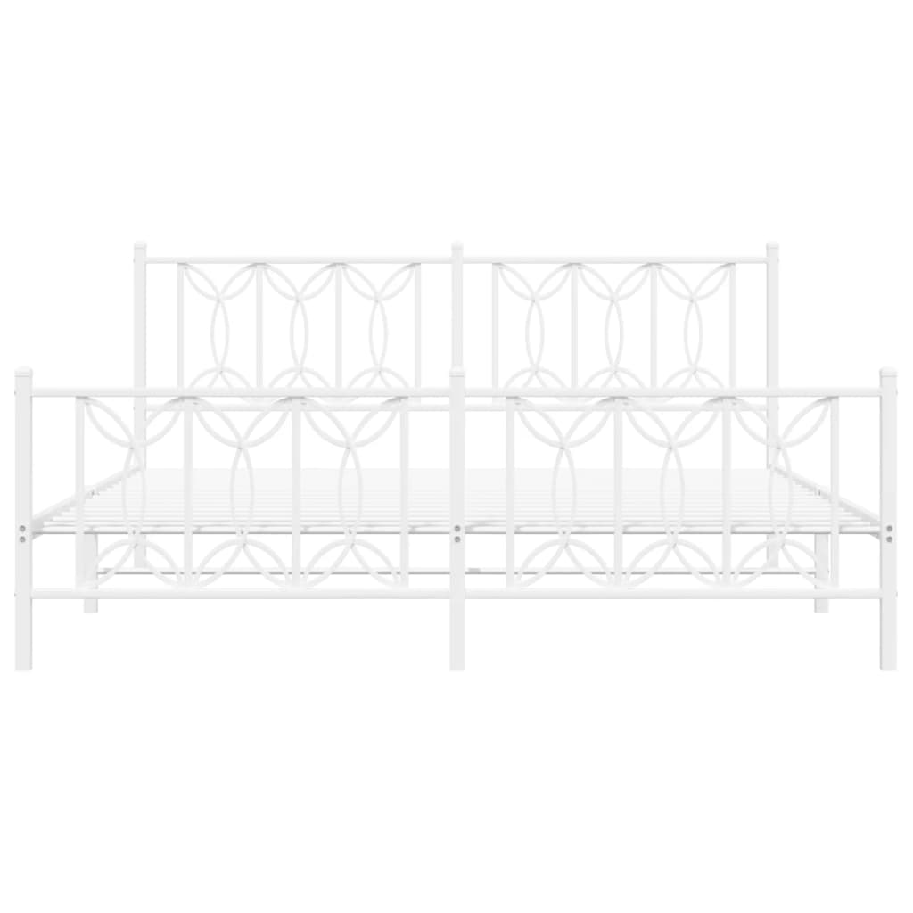 vidaXL Metal Bed Frame without Mattress with Footboard White 183x213cm