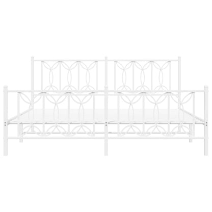 vidaXL Metal Bed Frame without Mattress with Footboard White 183x213cm