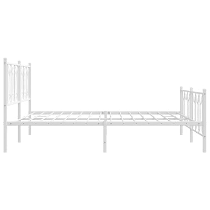vidaXL Metal Bed Frame without Mattress with Footboard White 183x213cm