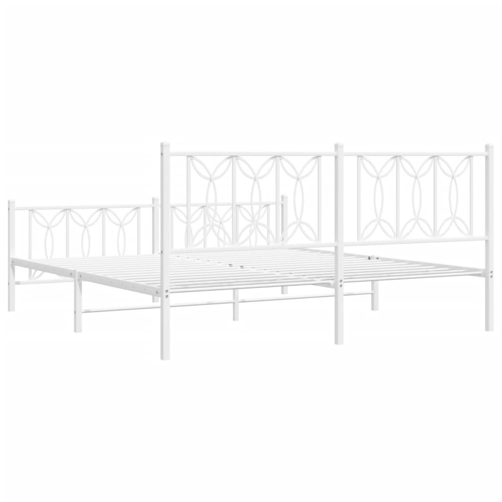 vidaXL Metal Bed Frame without Mattress with Footboard White 183x213cm