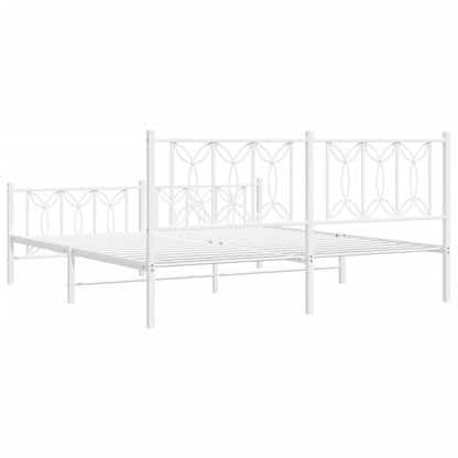 vidaXL Metal Bed Frame without Mattress with Footboard White 183x213cm