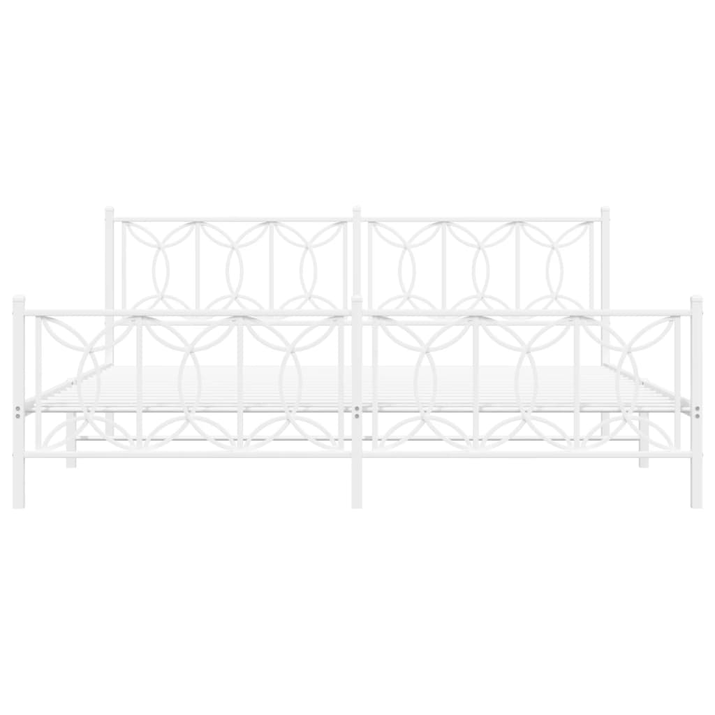vidaXL Metal Bed Frame without Mattress with Footboard White 193x203cm