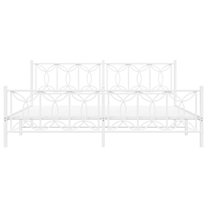 vidaXL Metal Bed Frame without Mattress with Footboard White 193x203cm