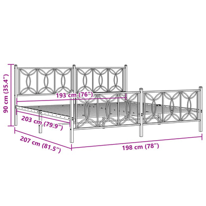 vidaXL Metal Bed Frame without Mattress with Footboard White 193x203cm