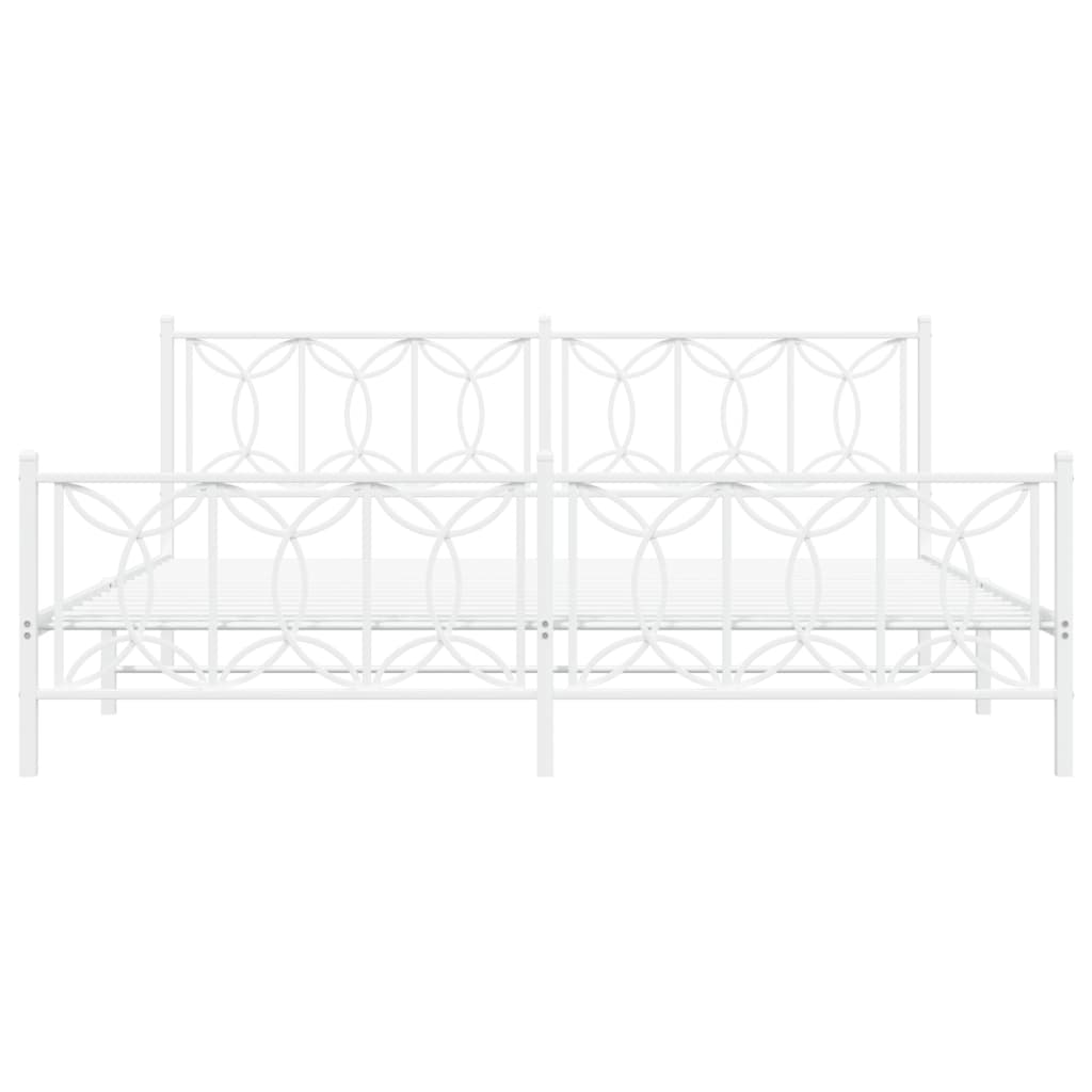 vidaXL Metal Bed Frame without Mattress with Footboard White 200x200cm