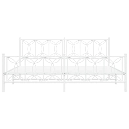vidaXL Metal Bed Frame without Mattress with Footboard White 200x200cm