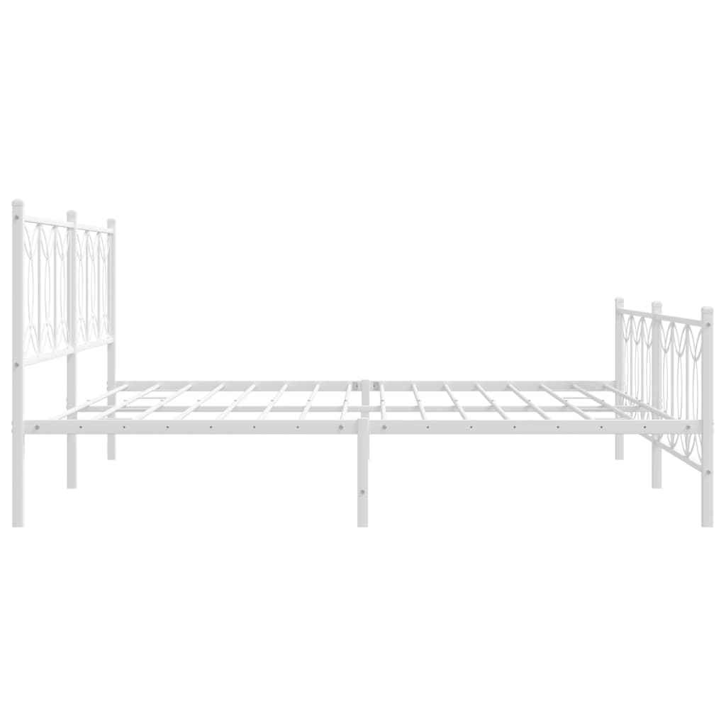 vidaXL Metal Bed Frame without Mattress with Footboard White 200x200cm