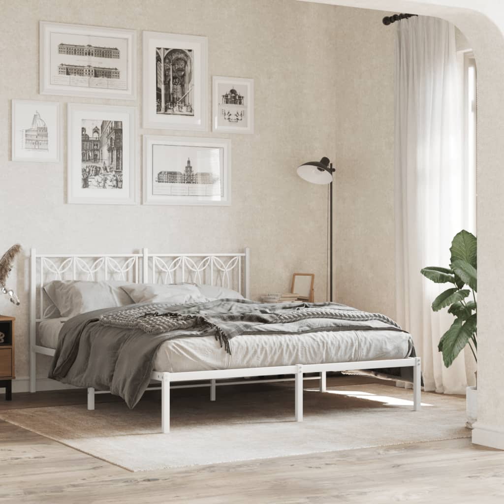 vidaXL Metal Replace Headboard White 150 cm