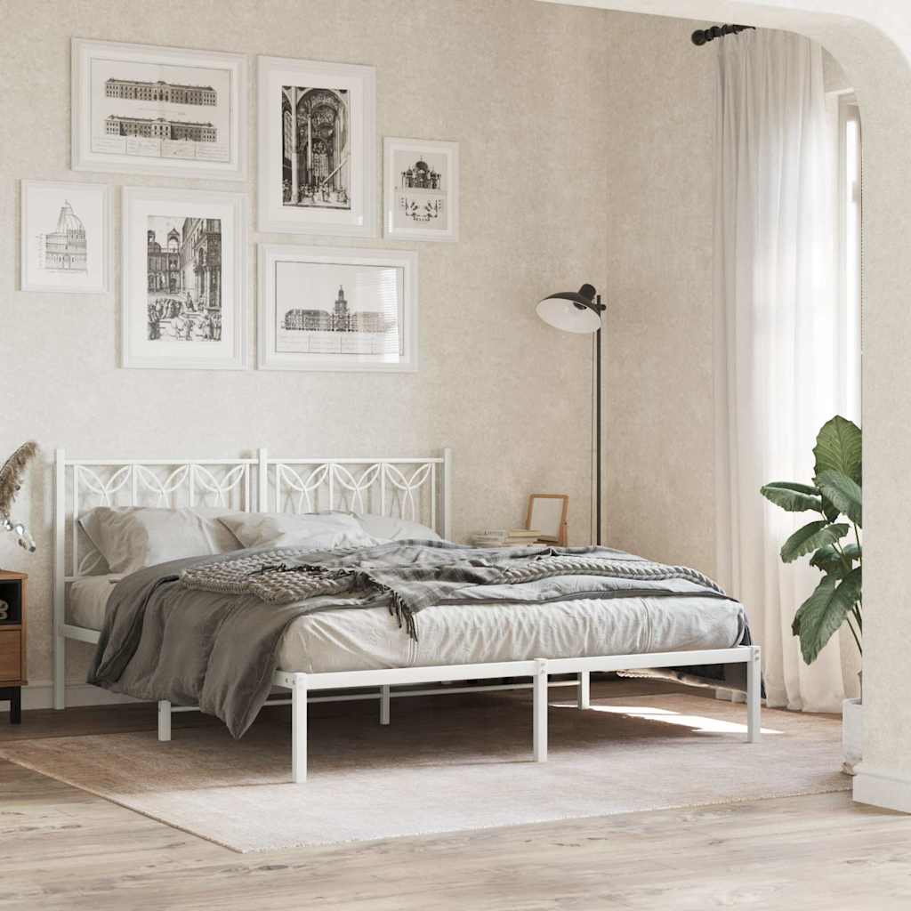 vidaXL Metal Replace Headboard White 160 cm