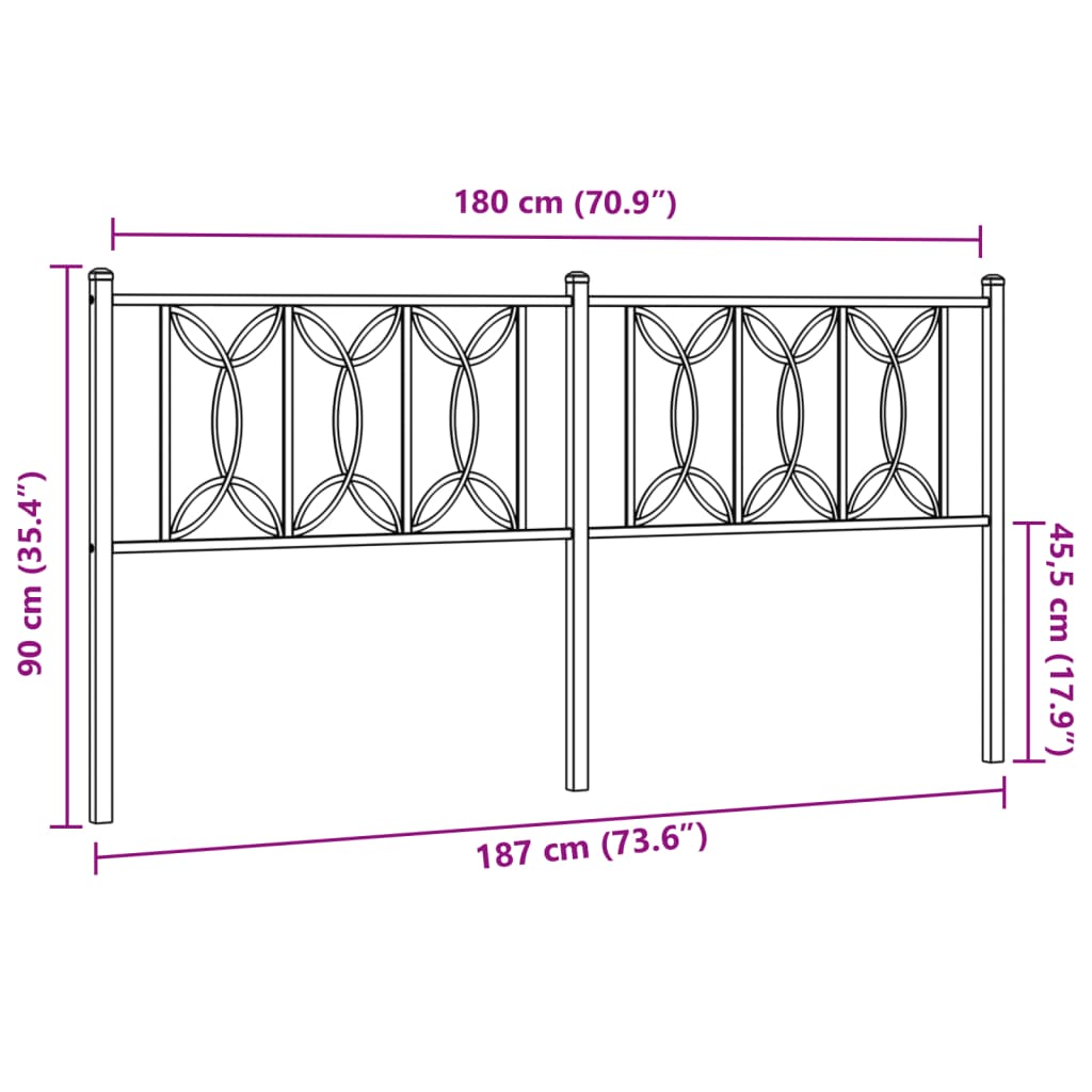 vidaXL Metal Replace Headboard White 180 cm