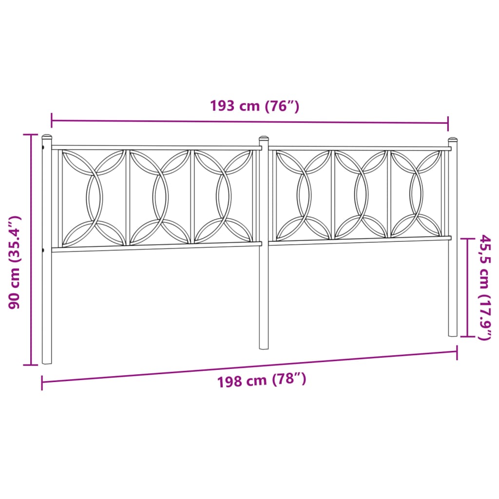 vidaXL Metal Replace Headboard White 193 cm