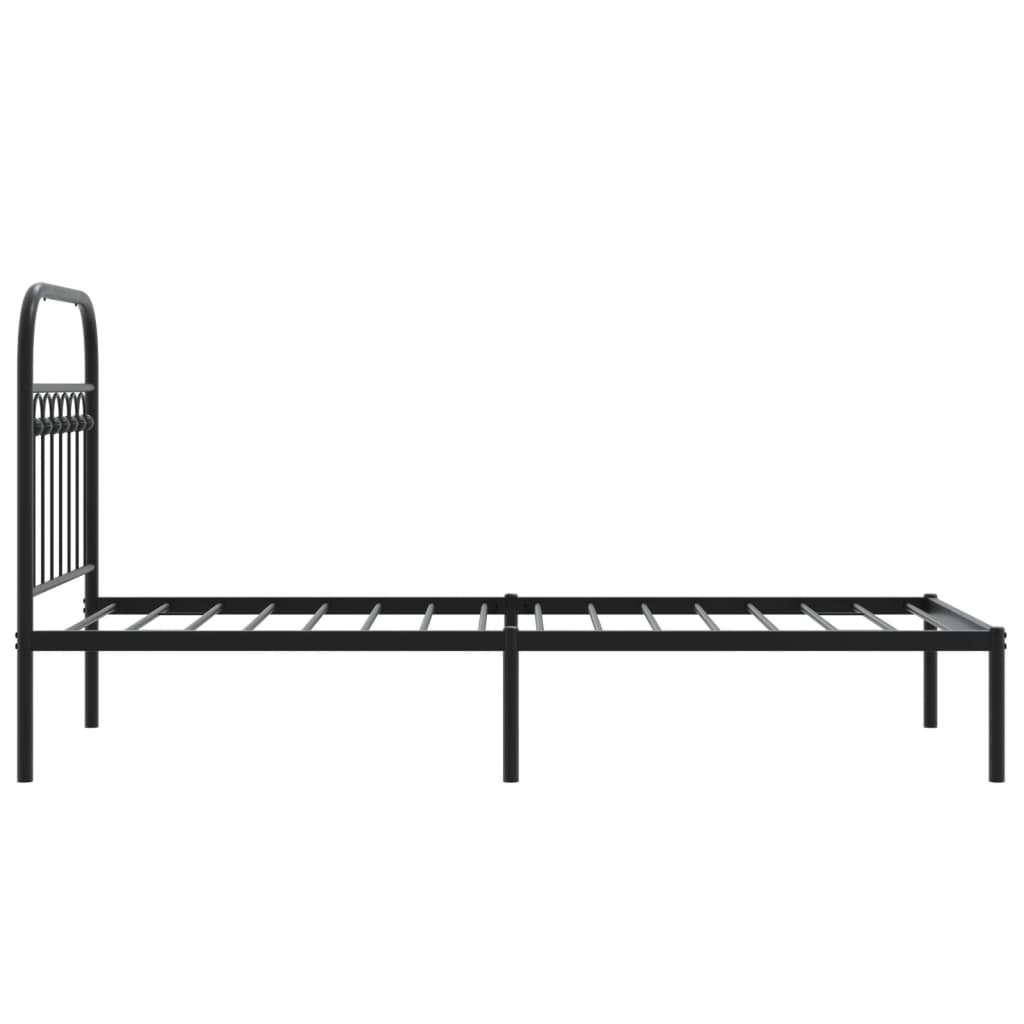 vidaXL Metal Bed Frame without Mattress with Headboard Black 75x190cm