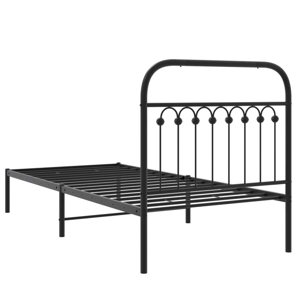 vidaXL Metal Bed Frame without Mattress with Headboard Black 90x190cm