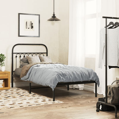 vidaXL Metal Bed Frame without Mattress with Headboard Black 90x190cm