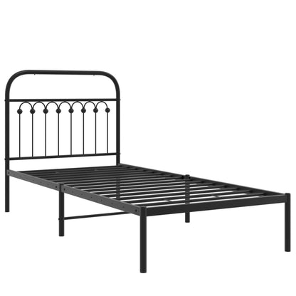 vidaXL Metal Bed Frame without Mattress with Headboard Black 90x200cm