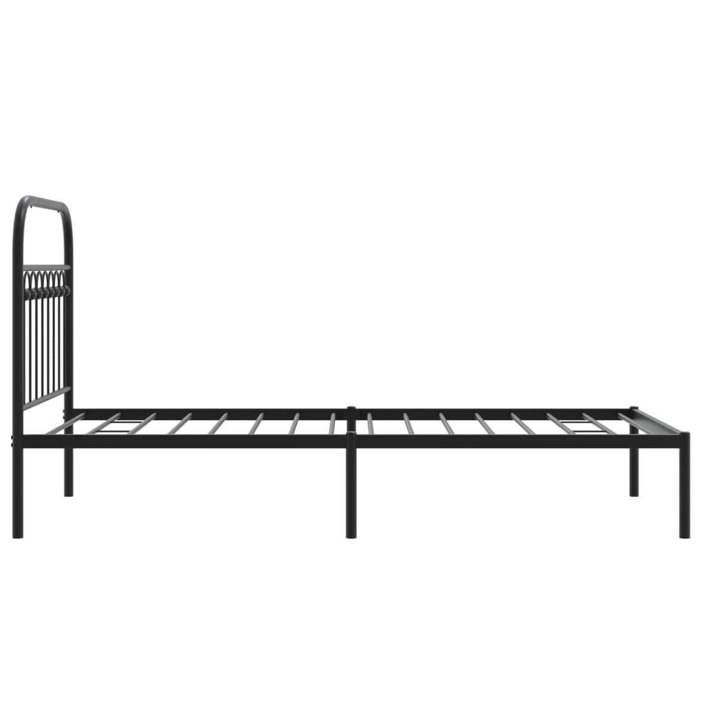 vidaXL Metal Bed Frame without Mattress with Headboard Black 90x200cm
